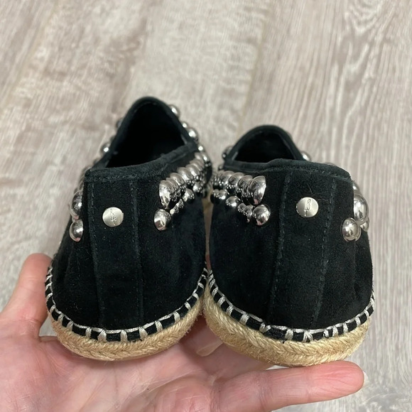 NWOT B Brian Atwood Studded Eli Black Suede Leather Espadrille Flats 8.5 - Picture 13 of 14